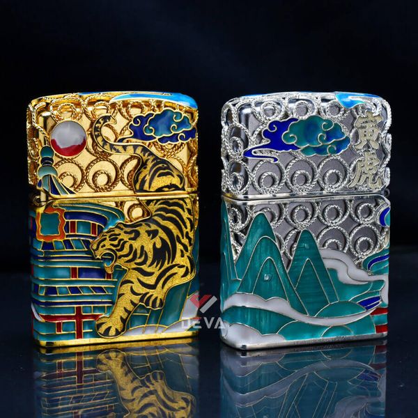 Zippo Bọc Lưới Mạ Vàng Chủ Đề Chúa Sơn Lâm Rời Núi ZN189