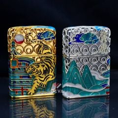 Zippo Bọc Lưới Mạ Vàng Chủ Đề Chúa Sơn Lâm Rời Núi ZN189