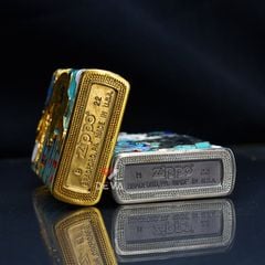 Zippo Bọc Lưới Mạ Vàng Chủ Đề Chúa Sơn Lâm Rời Núi ZN189