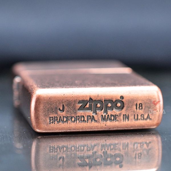 Zippo mạ đồng đỏ antique Copper Z204