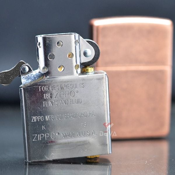 Zippo mạ đồng đỏ antique Copper Z204