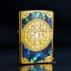 Zippo Khảm Trai Khắc 2 Mặt La Bàn Cổ ZN140