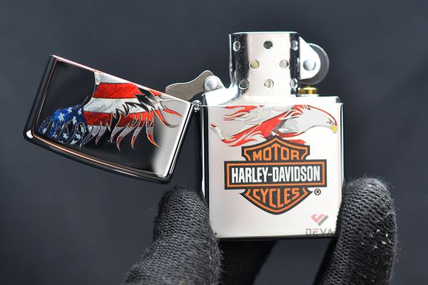 Zippo chủ đề cờ Mỹ cách điệu Harley Davidson American Flag Z384