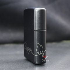 Zippo Sơn Đen Khắc Dòng Chữ Windproof Zippo Z42