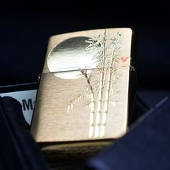 Zippo Mỹ Chính Hãng Khắc CNC Chủ Đề Trúc Dưới Trăng ZK97