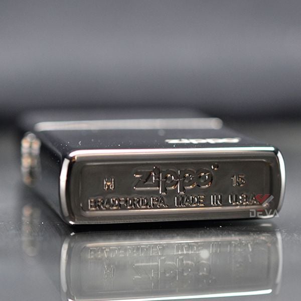 Zippo Mỹ chính hãng mạ Chrome đen bóng Black Ice ZT14