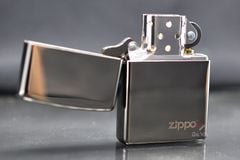 Zippo Mỹ chính hãng mạ Chrome đen bóng Black Ice ZT14