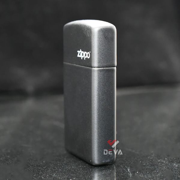 Zippo Slim Sơn Đen Mờ In Logo Hãng ZT15