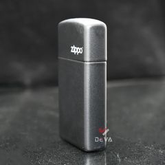 Zippo Slim Sơn Đen Mờ In Logo Hãng ZT15
