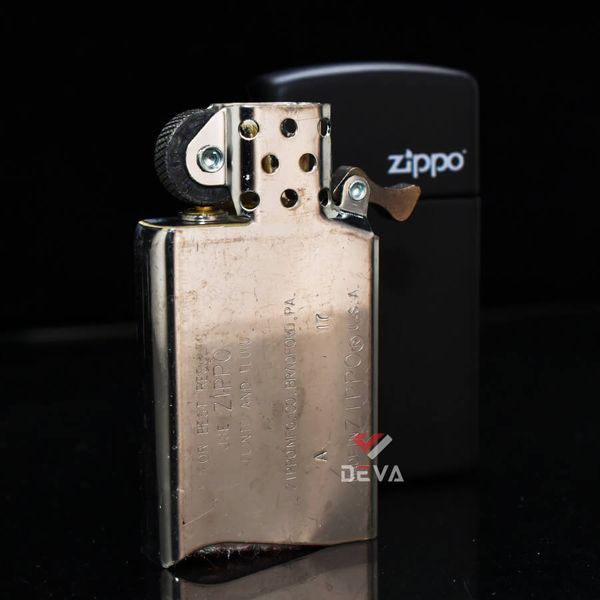 Zippo Slim Sơn Đen Mờ In Logo Hãng ZT15