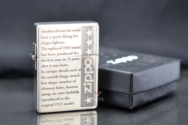 Zippo tái bản 1935 mạ bạc chữ nổi Z213