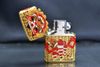 Zippo Bọc Lưới Vàng Ốp Chủ Đề Múa Lân ZN377