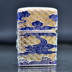 Zippo Mỹ xuất Nhật bọc vàng ốp Trâu Chiến dạ quang ZN340