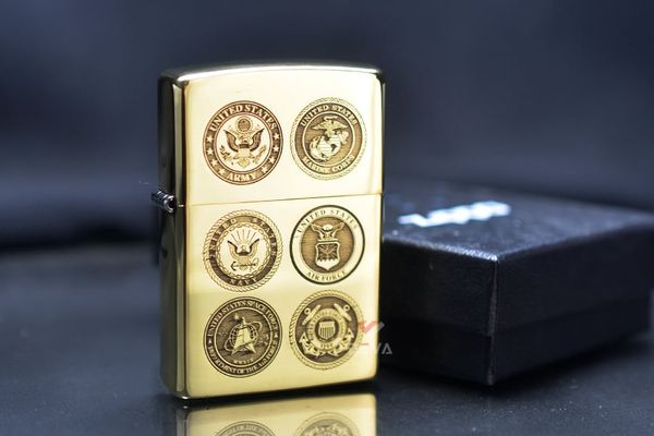 Zippo Khắc CNC Logo Các Binh Chủng Quân Đội Hoa Kỳ ZK166