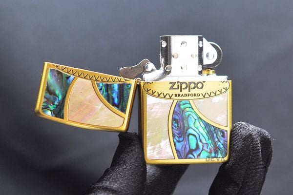 Zippo Vòng Xoáy Khảm Trai ZN381