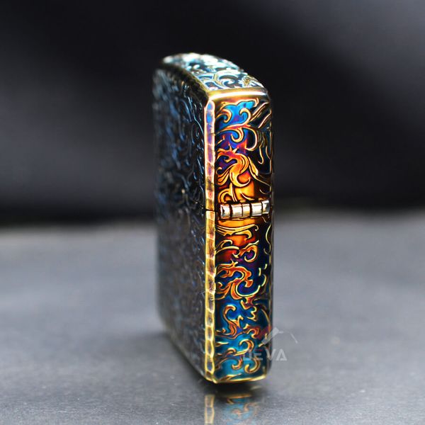 Zippo Armor Màu Đồng Cháy Khắc Chìm Cá Chép May Mắn ZN211