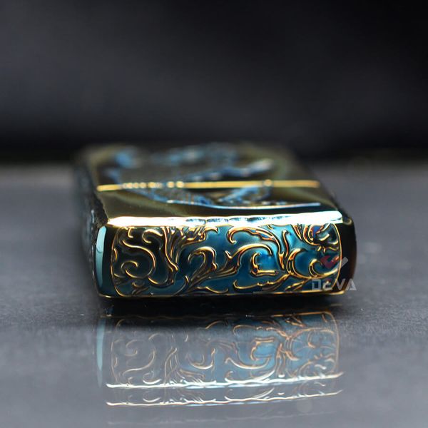 Zippo Armor Màu Đồng Cháy Khắc Chìm Cá Chép May Mắn ZN211