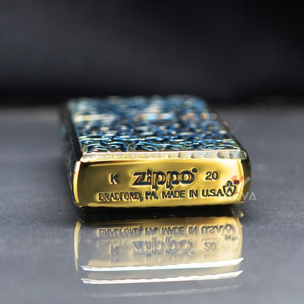 Zippo Armor Màu Đồng Cháy Khắc Chìm Cá Chép May Mắn ZN211