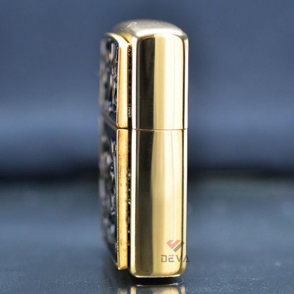 Zippo ốp emblem hoa văn dày Z272
