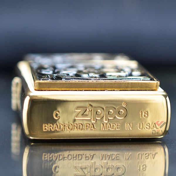 Zippo ốp emblem hoa văn dày Z272