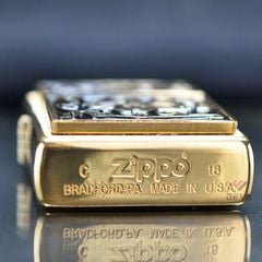 Zippo ốp emblem hoa văn dày Z272
