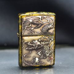 Zippo Ốp Emblem Khắc Nổi Hình Rồng Cầm Châu ZN225