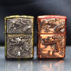 Zippo Ốp Emblem Khắc Nổi Hình Rồng Cầm Châu ZN225