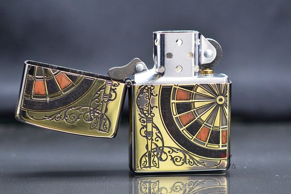 Bật lửa zippo hình bàn quay Roulette ốp gỗ Z25