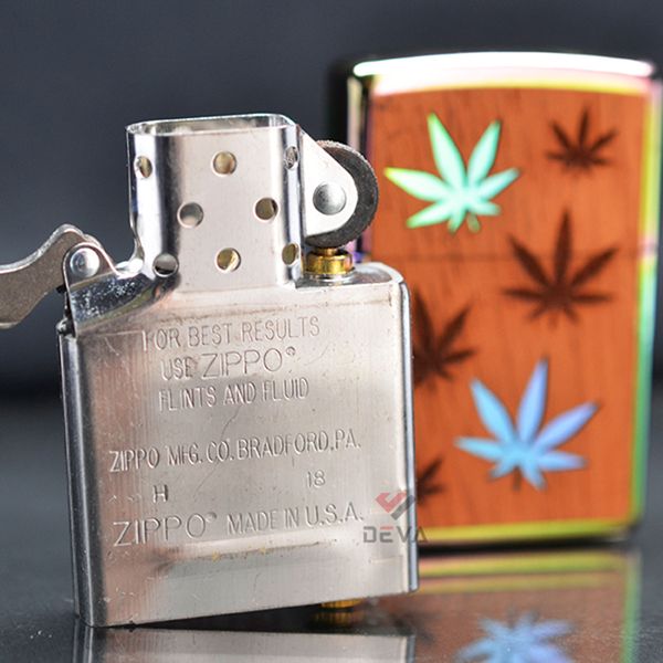 Zippo ốp gỗ Gụ khắc lá Phong woodchuck leaves Z279