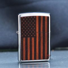 Zippo Ốp Gỗ Chủ Đề Cờ Mỹ Woodchuck American Flag Z338