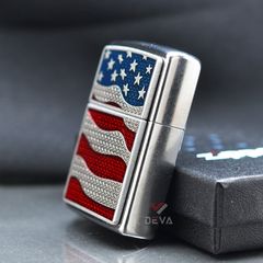 Zippo Emblem Quốc Kỳ Mỹ Diamond Plate Flag Z122