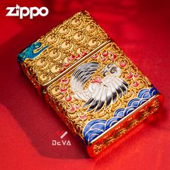 Zippo Bọc Lưới Mạ Vàng Chủ Đề Tiên Hạc ZN290