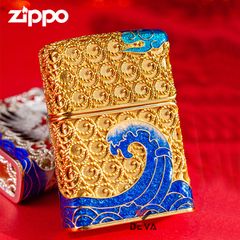 Zippo Bọc Lưới Mạ Vàng Chủ Đề Tiên Hạc ZN290