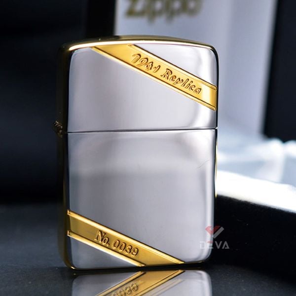 Zippo replica 1941 mạ vàng sọc chéo bản giới hạn ZN294