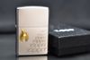 Zippo Satin Khắc Logo Zippo Ngọn Lửa Mạ Vàng ZK70