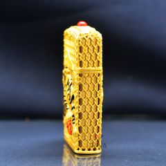 Zippo Slim Bọc Lưới Vàng Ốp Hình Mãnh Hổ Tung Cánh ZN171