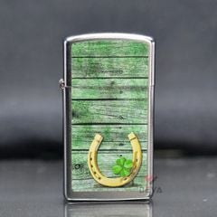 Zippo Slim In Hình Cỏ 4 Lá và Móng Ngựa Z380