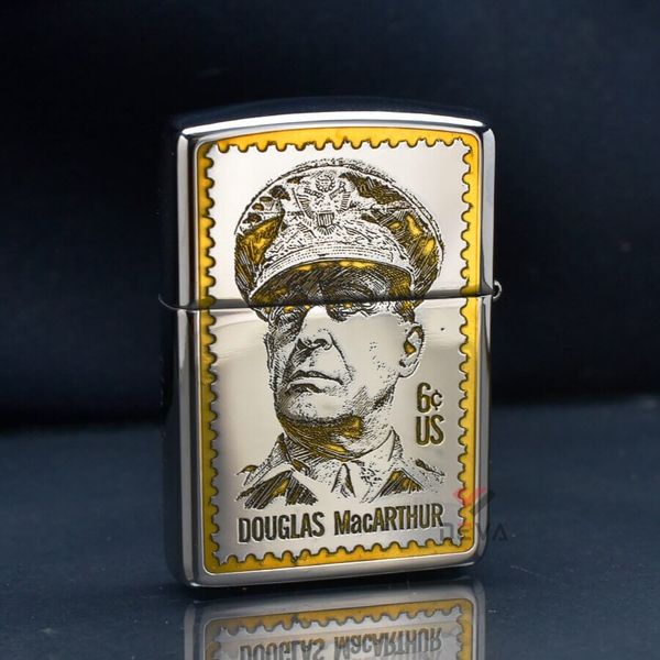 Zippo Armor Khắc Con Tem In Tướng Mỹ Douglas MacArthur ZN164