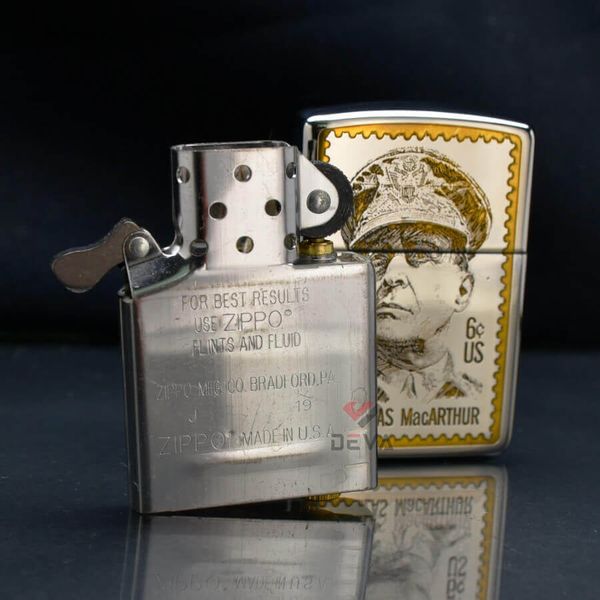 Zippo Armor Khắc Con Tem In Tướng Mỹ Douglas MacArthur ZN164