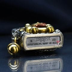 Zippo Vỏ Dày Ốp Hình Mèo Chiêu Tài và Cá Chép May Mắn ZN206