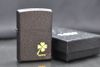 Zippo Sơn Mài Đen Sần Khắc Cỏ 4 Lá Mạ Vàng ZK69