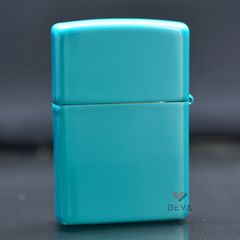 Zippo Sơn Màu Ngọc Lam In Logo Zippo Flat Turquoise ZT18