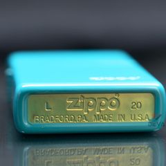 Zippo Sơn Màu Ngọc Lam In Logo Zippo Flat Turquoise ZT18