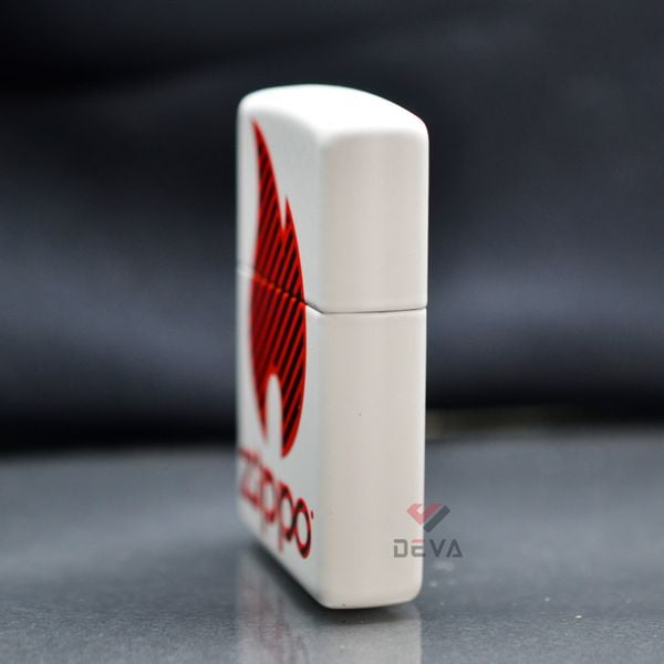 Zippo Sơn Trắng In Logo Ngọn Lửa Zippo Motif Z103