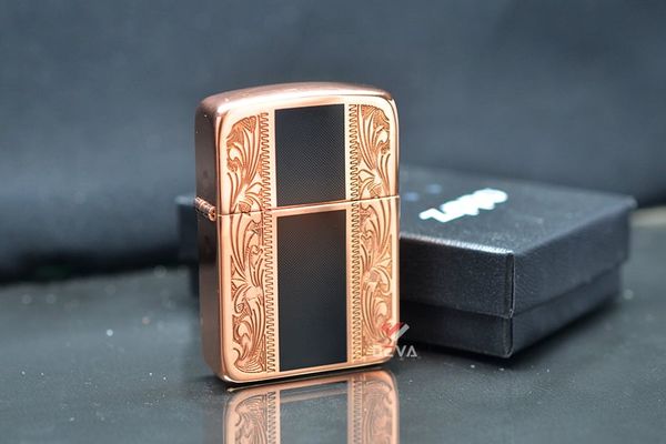 Zippo tái bản 1941 vàng hồng khắc chìm hoa văn Z239
