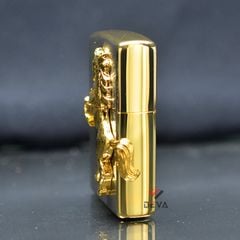 Zippo trắng ốp Emblem Ngựa Vàng ZN320