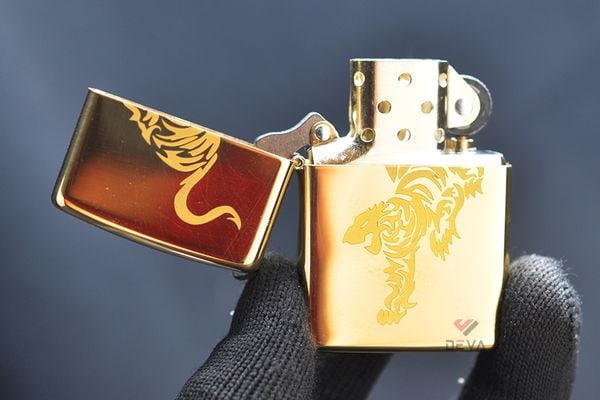 Zippo Vàng Khắc Hình Hổ Cách Điệu ZK59