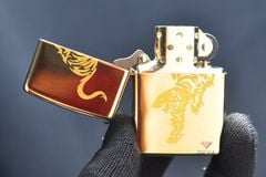 Zippo Vàng Khắc Hình Hổ Cách Điệu ZK59