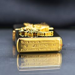 Zippo Vintage Mạ Vàng Ốp Emblem Đại Bàng Tung Cánh ZN144