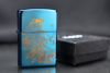 Zippo Xanh Sapphire Khắc Hình Chúa Sơn Lâm Mạ Vàng ZK42